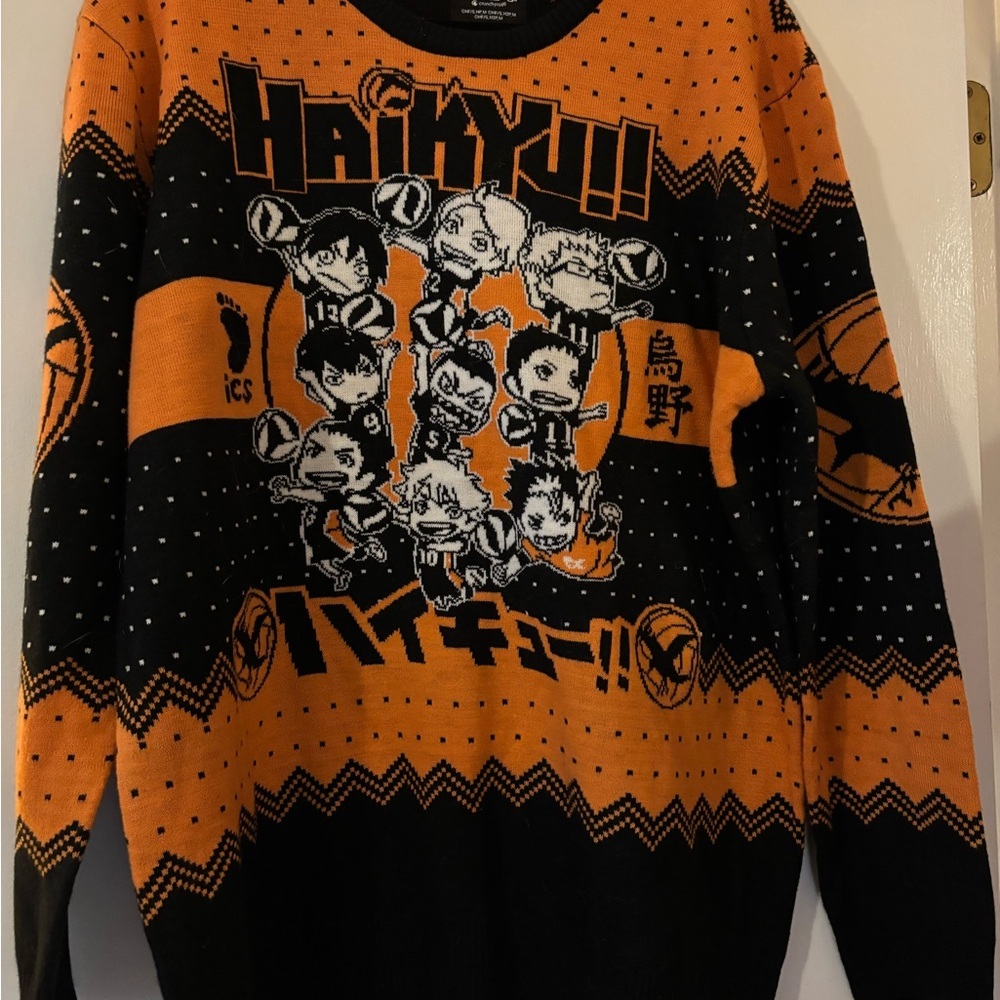 Boxed Lunch 2XL Haikyu Karasuno Crows Chibi Mens Sweater‎